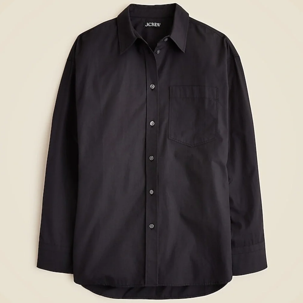 J. Crew Étienne Oversized Shirt Lightweight Oxford in Black Size Large NWT - Picture 5 of 9